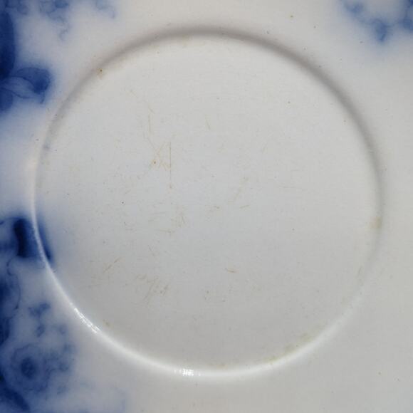 C1820 Johnson Brothers Semi Porcelain Flow Blue Tulip Royal Gold Accents 6 Plate - Picture 12 of 12